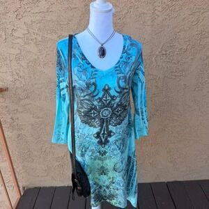 Soft grunge Y2K blue cross dress